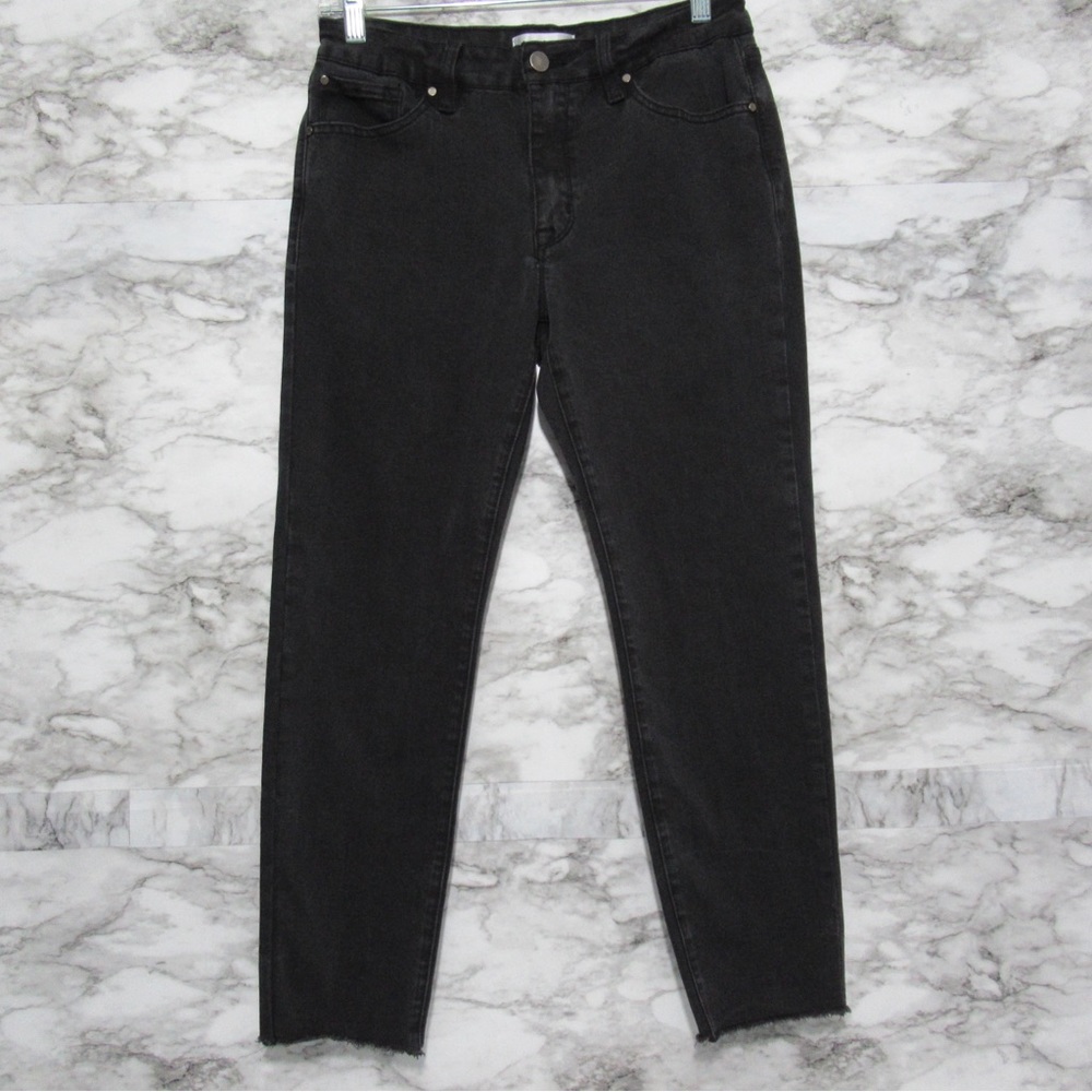 Petra 153 Black Crop Denim Jeans Raw Hem Size 29 Petite